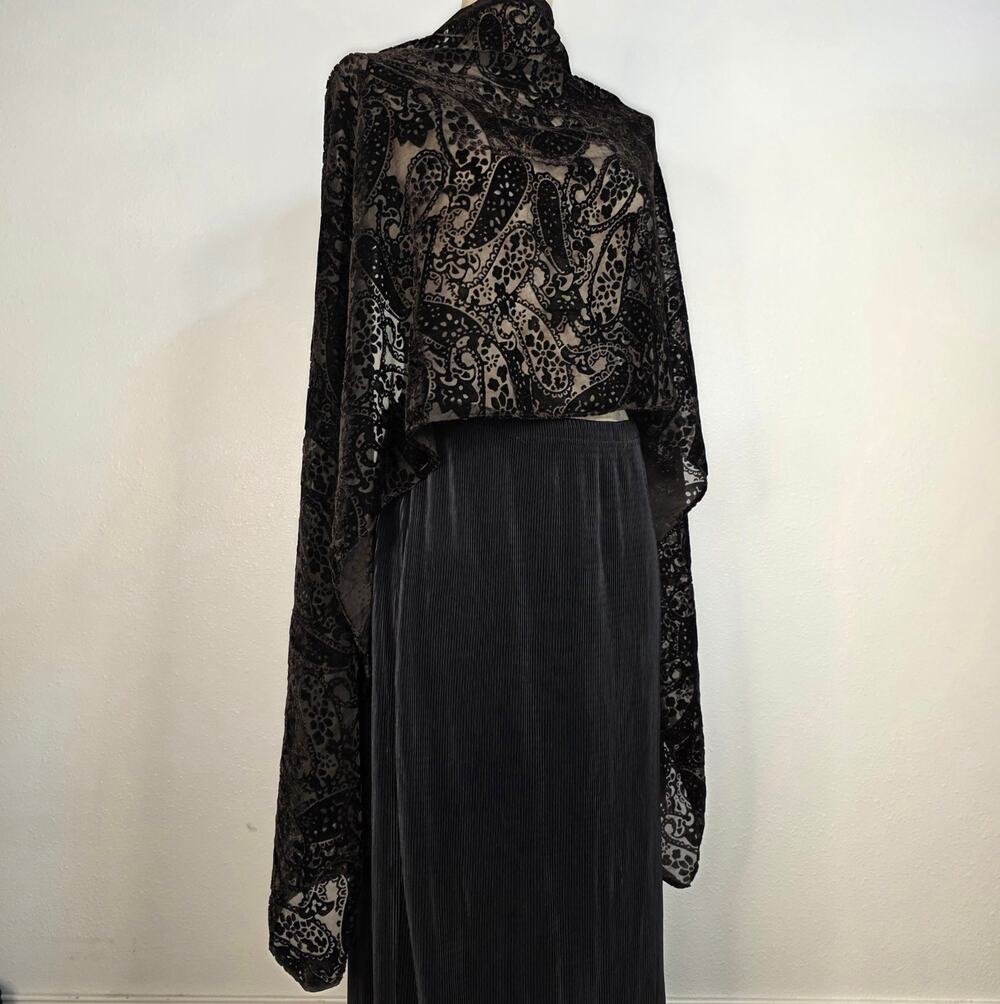 Velvet Burnout Scarf Shawl Goth Paisley Sheer Wrap Whimsigoth Festival Boho Silk